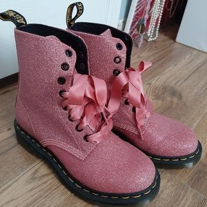 Dr. Martens pink glitter boots